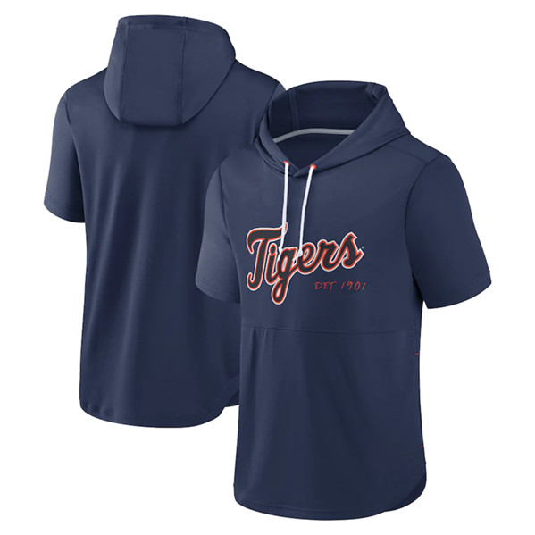 Men's Detroit Tigers Navy Sideline Training Hooded Performance T-Shirt